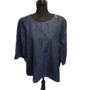 Martha Stewart Denim Tunic Plus size XXL 3/4 Sleeves Round Neck